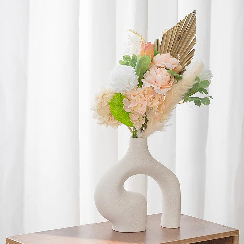 2PCS / Set Flower Vases Home Decor Nordic Ceramic Vase Luxury Accessoires Accessoires Decoration Salon Ornements Artisanat Dés