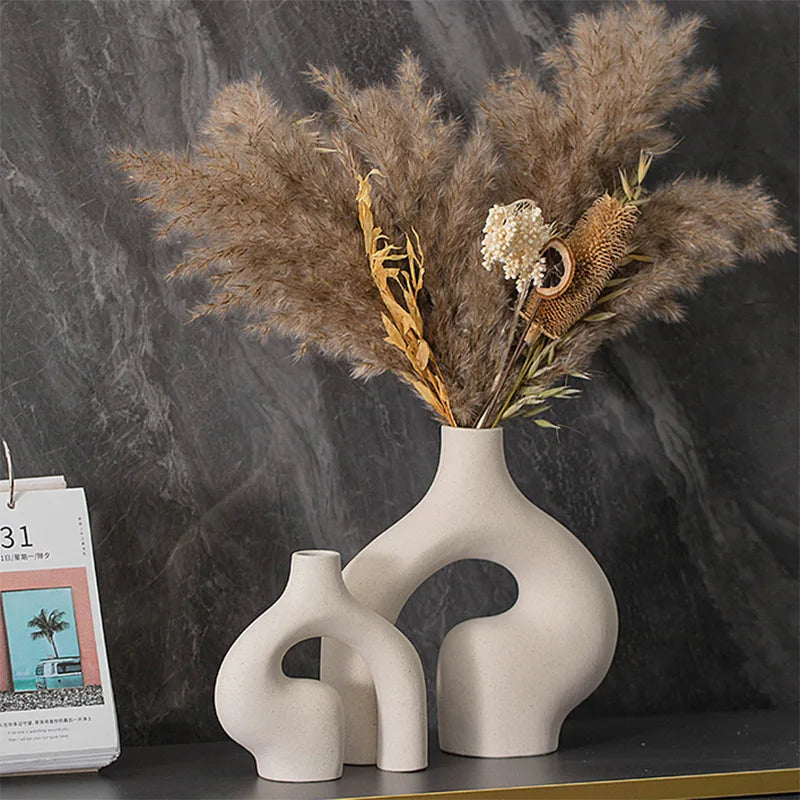 2pcs/set floreros de flores decoración para el hogar jarrón de cerámica nordic accesorios de lujo decoración de la sala de estar adornos artesanía decoración del hogar