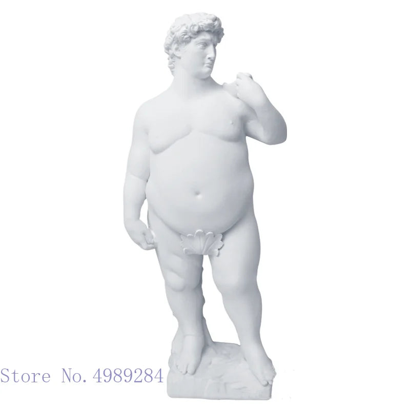 창의성 수지 그림 조각 데이비드 비만 지방 데이비드 수공예 동상 누드 벌거 벗은 남자 바디 아트 홈 장식 장식품