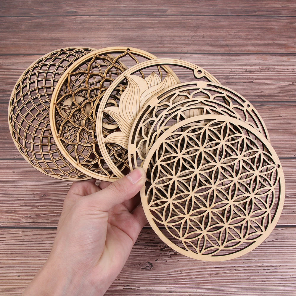 Wooden Wall Sign Flower of Life Shape Laser Cut Wood Wall Art  Handmade Coaster Craft Making Sacred Geometry Ornament Home Decor