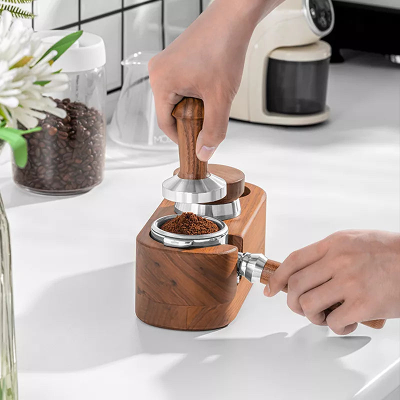 Coffee Tamper Holder Filter Stand Walnut Espresso Distributor Mat Rack 51mm 54mm 58mm Coffee Maker Tool Accessories Barista Gift