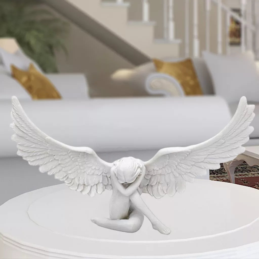 Angel Wing Figurine Modern 3D Embrace Angel Wings Sculpture Crafts 3D Angel Wing Statue Figurine Resin Artwork Craft Home Decor