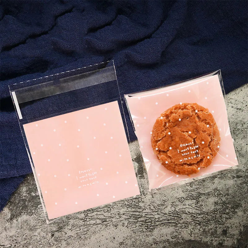 100pcs / lot 7cm Clear Candy Sac Sac en plastique transparent Sac Cookie OPP pour le mariage DÉCOR DE PARTÉ ANNIVERSAIRE