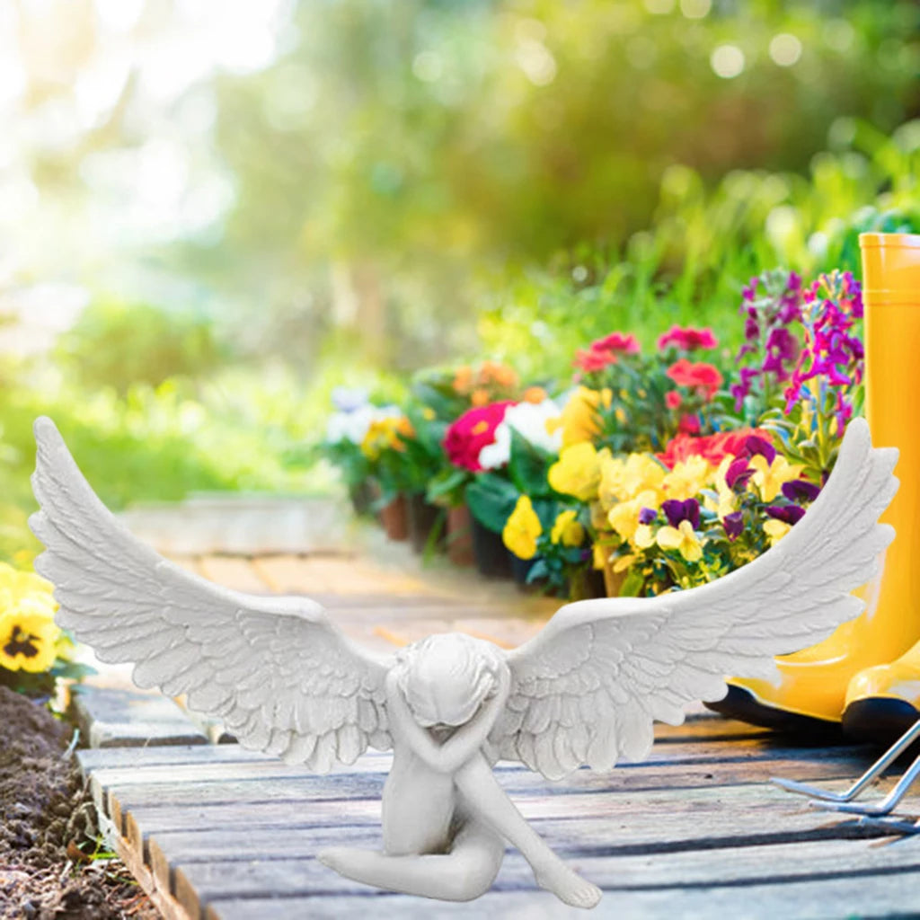 Malaikat sayap figurine modern 3d merangkul sayap malaikat kerajinan patung 3d malaikat sayap patung figurine resin karya seni kerajinan dekorasi rumah