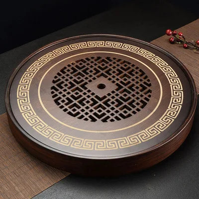Kulatý bambusový čajový podnos Vysoce kvalitní čínský kung-fu čaj Set Horse Vzorek čajový deska Úložný čajový deska Cha pánev