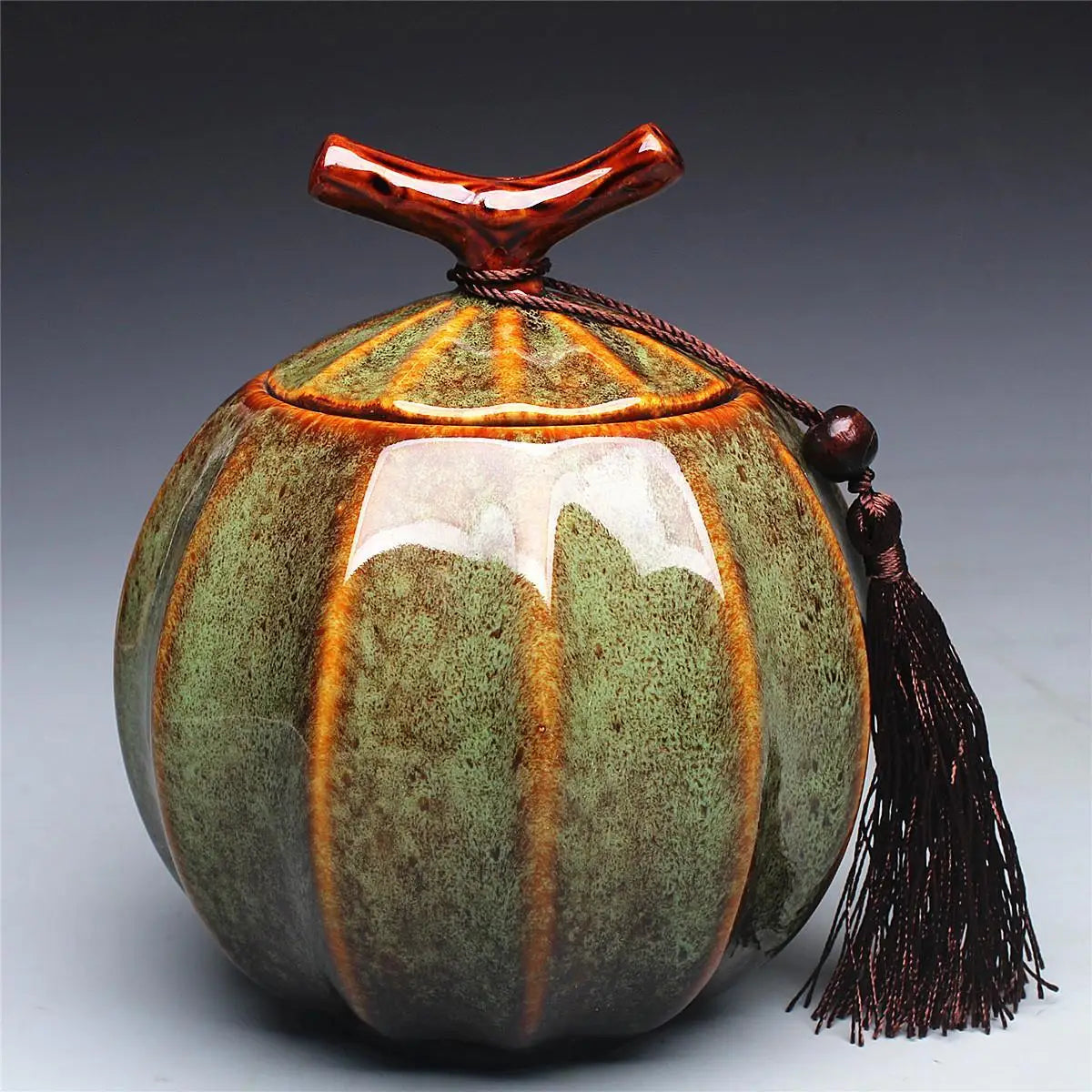 Barattolo da tè in stile zucca in ceramica barretto di tè nero canotta sigillata serbatoio psecaddy a 5 colori opzionale onsale