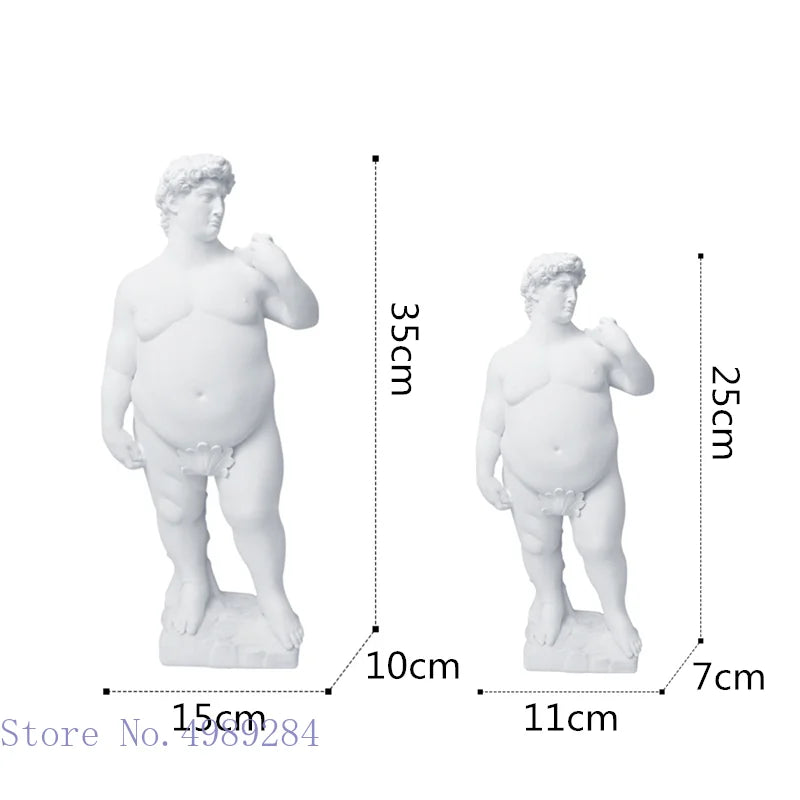 Creativity Resin Figure Sculpture David Obesity Fat David Handicraft Statue Nude Naked Man Body Art Home Decoration Ornaments