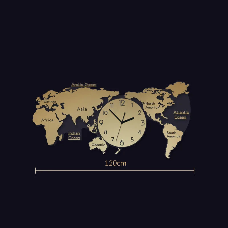 Mappa del mondo creativo grande orologio da parete di lusso Design moderno soggiorno acrilico decorazioni per la casa 3d muro silenzioso muro clcok reloj de gallo 2020