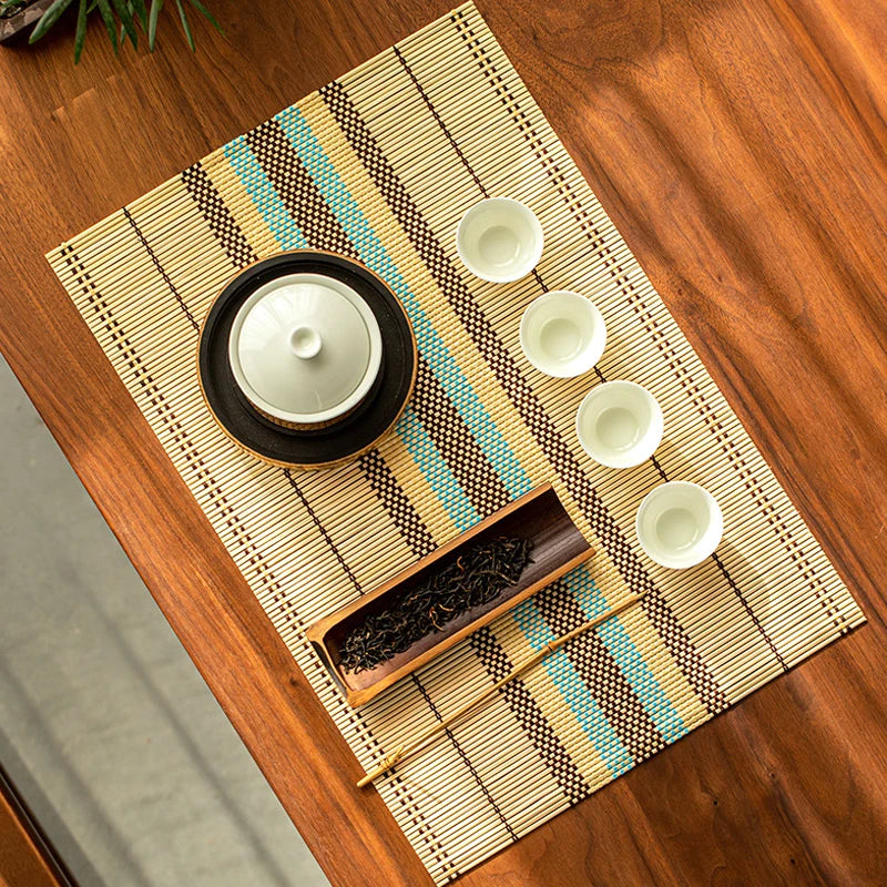 Bambus-Placemat-Untersetzer Nordeuropa Anti-Scenen-Wasserdichte Tischmattenmatten Dekoration Teezubehör Haushalts Küchenmatte