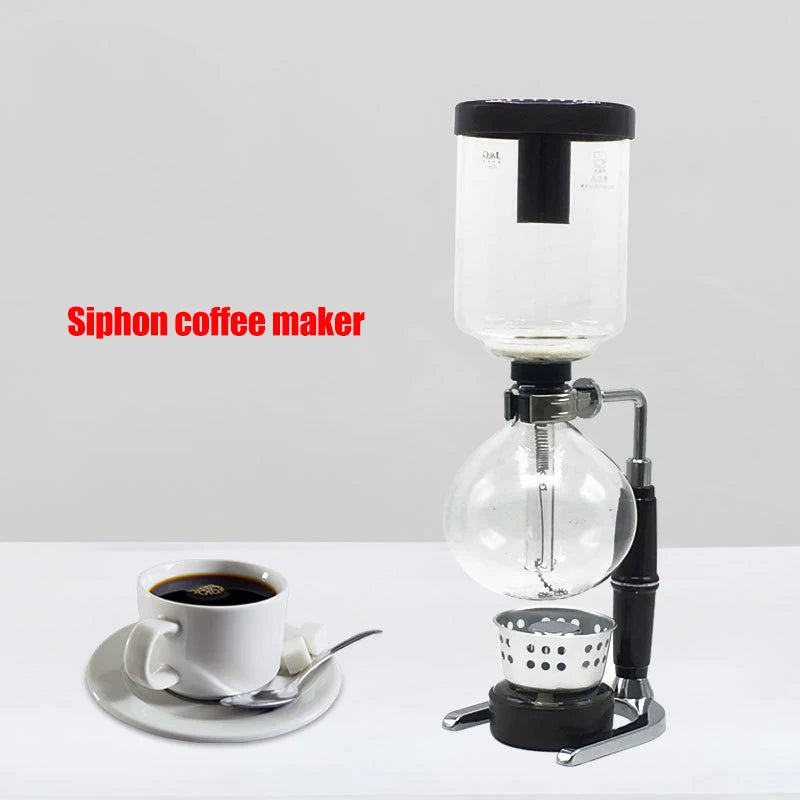 Siphon Coffee Maker Tabletop Glass Siphon Pot Glass Siphon -tyhjiökahvinkeitin (3 kuppia 360ml 5 kuppia (600 ml))