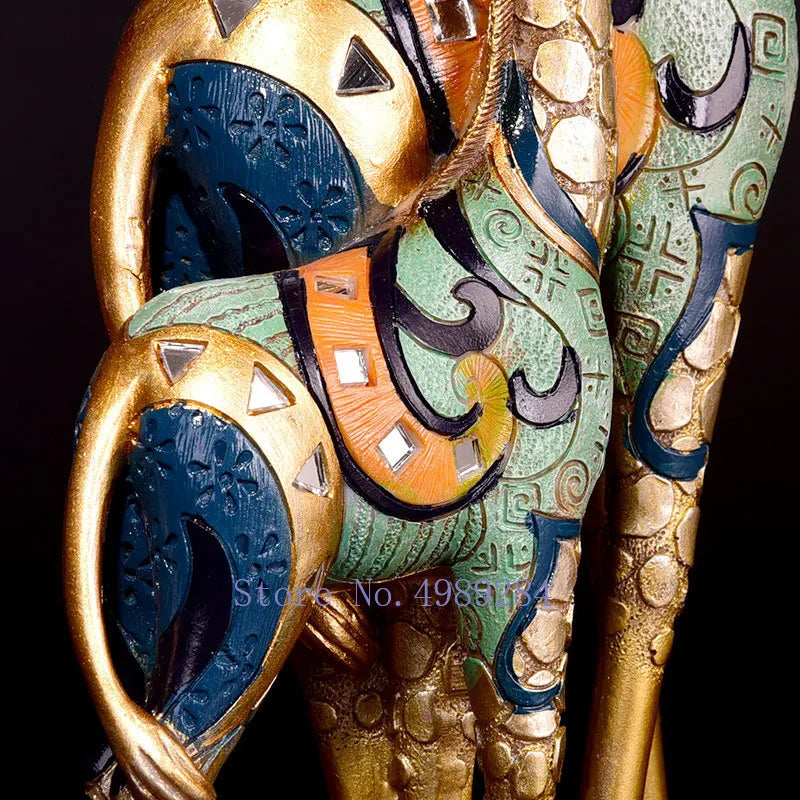북유럽 크리에이티브 수지 금 시뮬레이션 동물 기린 앵무새 현대 가정 공예 장신구 장식 장식 조각 미니어처 인형