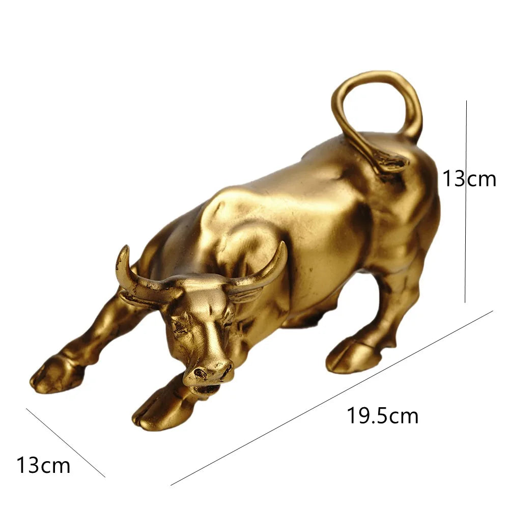 Vilead Resin Gold Gold Wall Street Bull Ox estátua Ornamento de escritório mesa de escritório Decorativa sala de estar interna Acessórios para decoração de casa