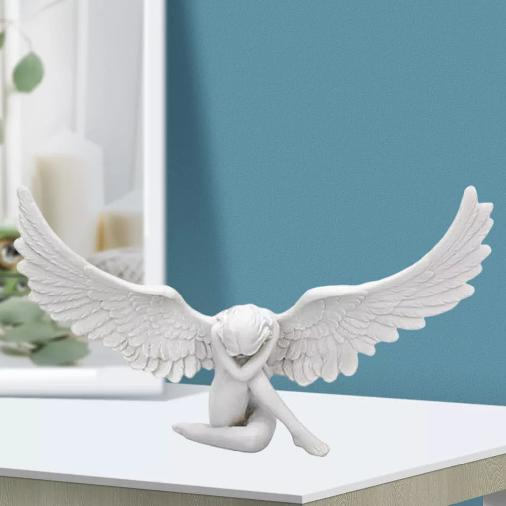 Angel Wing figur Modern 3D Embrace Angel Wings Sculpture Crafts 3D Angel Wing Staty Figur Harts Artwork Craft Home Decor