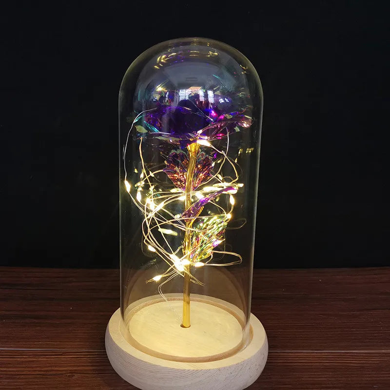 2022 LED Enchanted Galaxy Rose Eternal 24K Zlatá fólie Flower s vílovou světla v Dome na vánoční dárek pro Valentýna