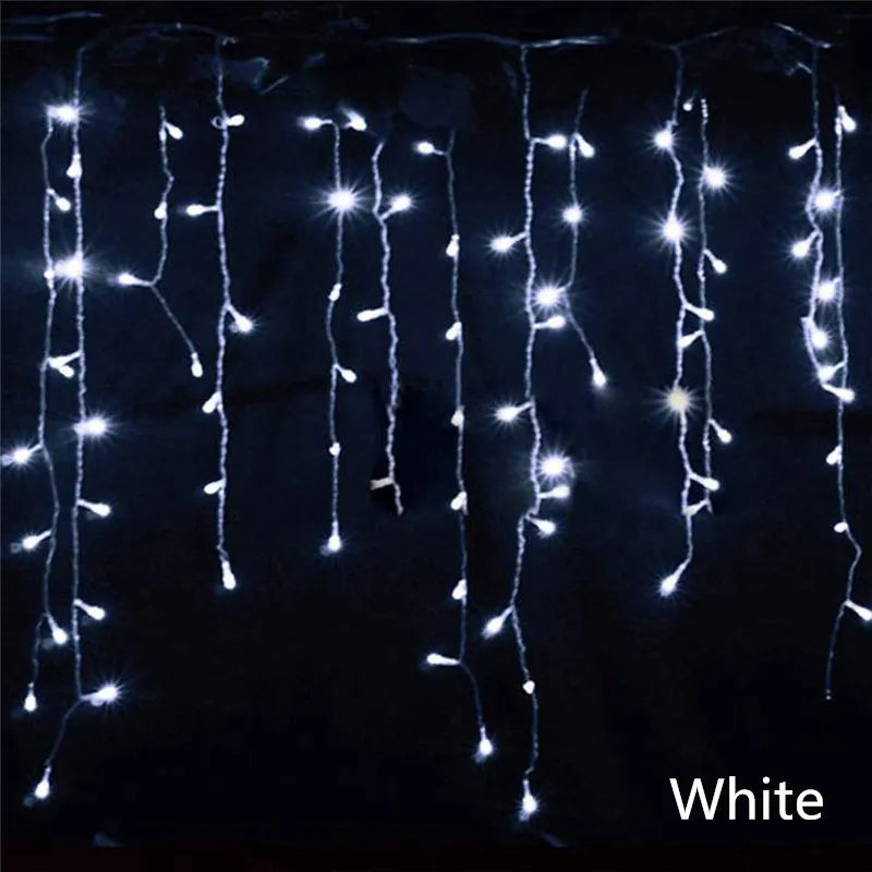 4,8 m LED Gordijn Icicle String Lights Christmas Garland Faiy Licht Droop 0,4-0,6 m Kerstmis Garden Street Outdoor Decoratieve verlichting