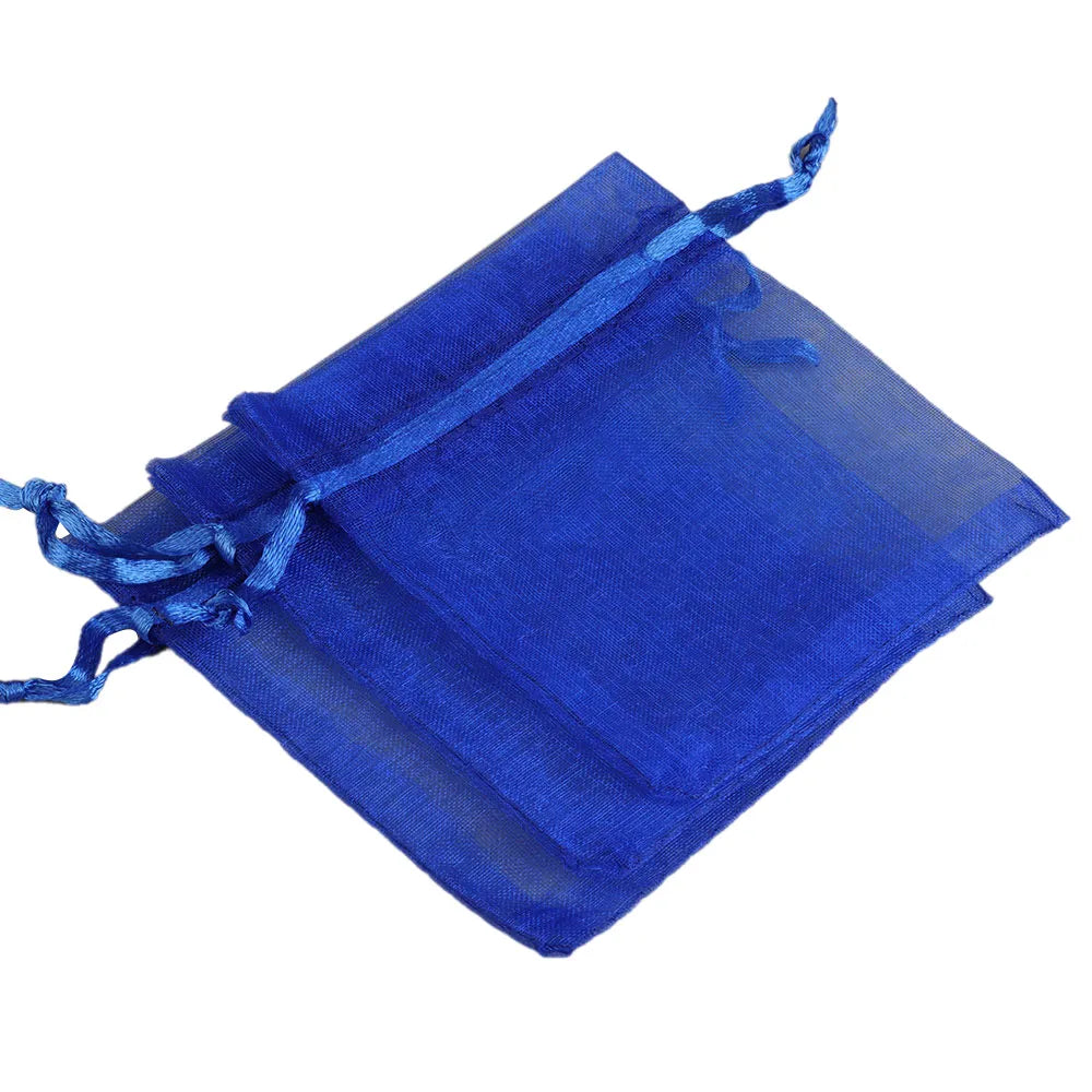 50/100pcs/lote saco de presente de organza para jóias 24 cores bolsas de cordão para casamentos bolsas de doces de doces de jóias
