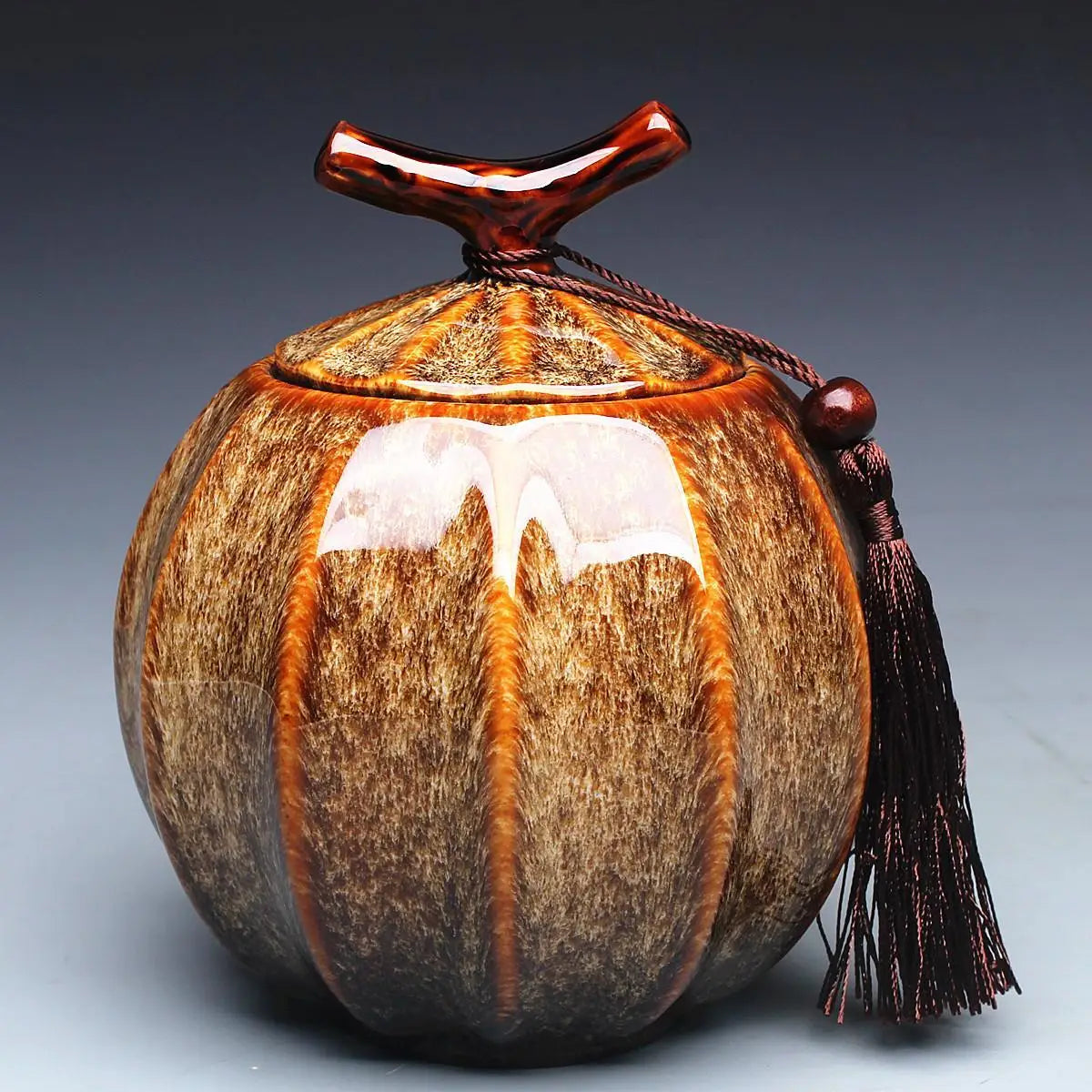 Pumpkin -tyylinen teepurkki keraaminen tee tynnyri musta teetä suljettu säiliövarasto Puer TEACADDY 5 VÄRITYSVALVELU
