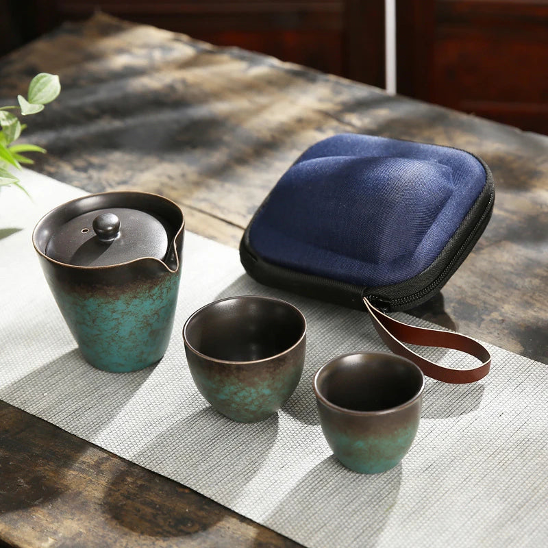 Creative Travel Portable Teapot Quik Cup Car Office Outdoor Tea Pot Gaiwan Kung Fu Tea Set Friend Gift Teasets 1 pot and 4 cups