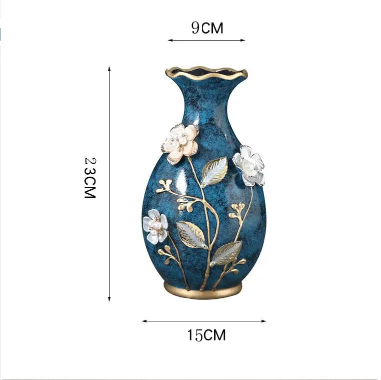 Keramisk vase 3D -stereoskopisk tørrede blomster Arrangement Wobble Plate Living Room Indgang Ornamenter Hjemdekorationer