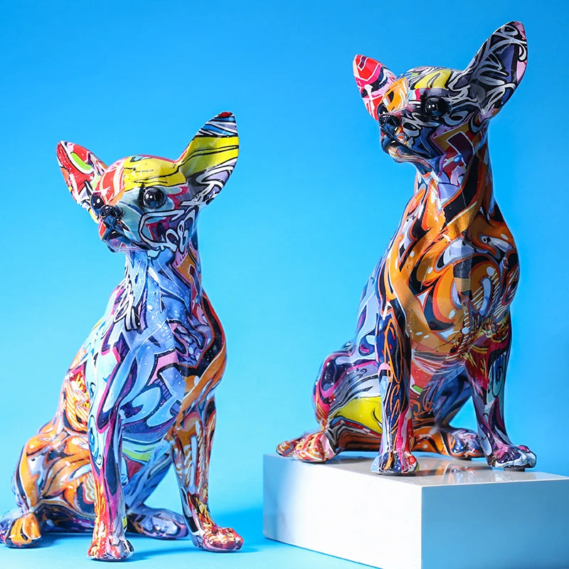 Colore creativo Chihuahua statua del cane semplice Ornamenti del soggiorno Office Home Office Resin Sculture Cragi Store Decorazioni decorazioni