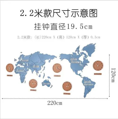 Large Wall Clock World Map Nordic Wooden Clocks Wall Home Decor Creative Silent Watches Luxury Living Room Decoration Gift