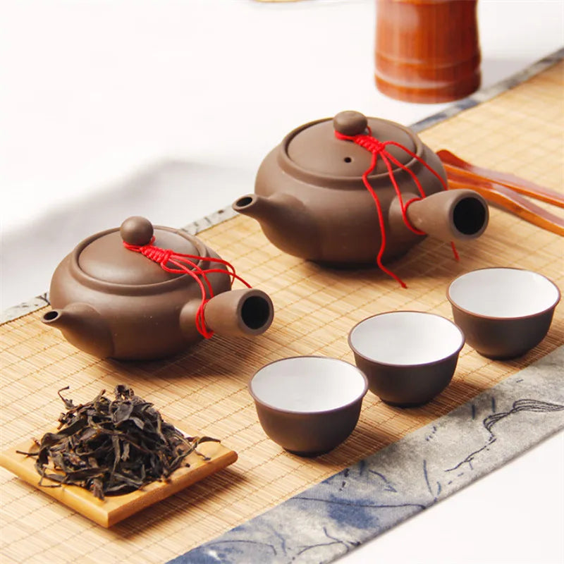 Japanischer Stil lila Lehm handgemachtes Tea Pot Chinese Tea Set kreatives Büro Kung Fu Kessel Keramik -Seitengriff Filterteekanne