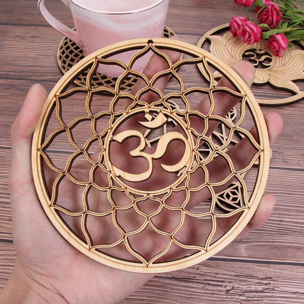 Trævægstegn Blomster af livsform Laserskåret trævægskunst håndlavet coaster Craft Making Sacred Geometry Ornament Home Decor