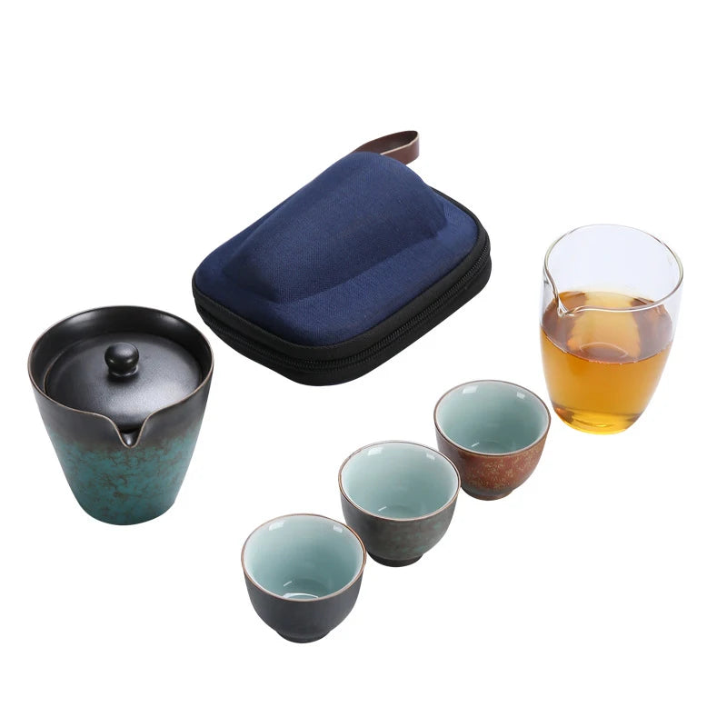 Creatief reizen Portable Teapot Quik Cup Car Office Outdoor Tea Pot Gaiwan Kung Fu Tea Set Friend Gift Teasets 1 Pot en 4 kopjes