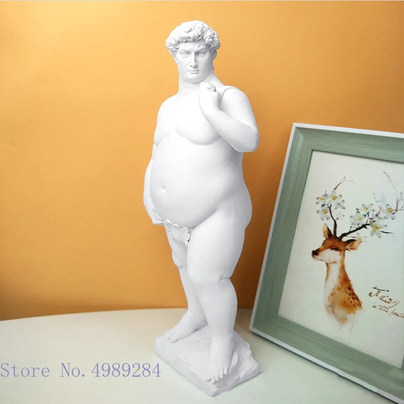 Creatività in resina figura scultura David obesità fat David arminimo statue nudo uomo nudo body art decorazioni per la casa ornamenti