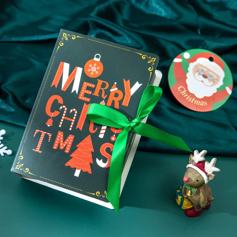 4 قطعة شكل كتاب عيد ميلاد سعيد صناديق الحلوى أكياس عيد الميلاد سانتا كلوز هدية صندوق نافيداد ناتال نويل ديكور الحفلات 2023