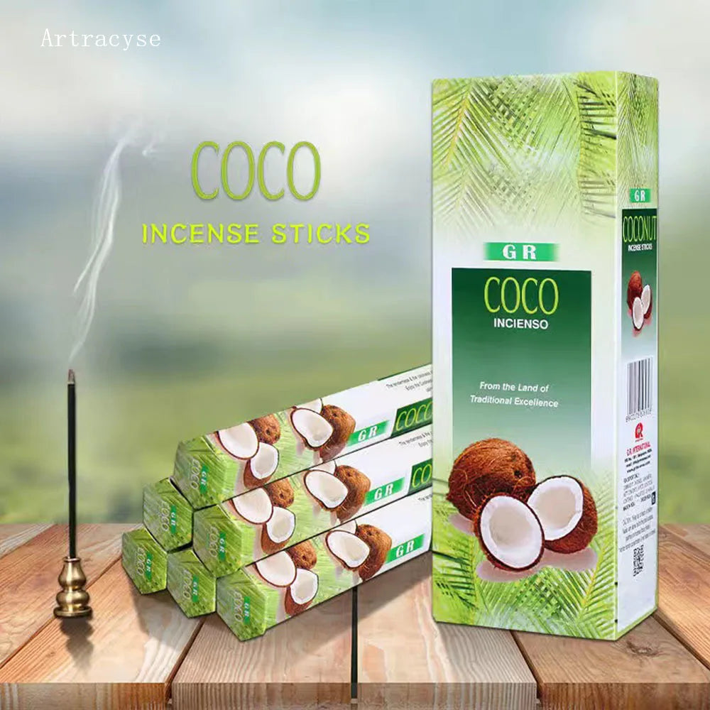 Artracyse 20 Sticks India Coconut Incense 샌들 우드 가정용 침실 화장실 화장