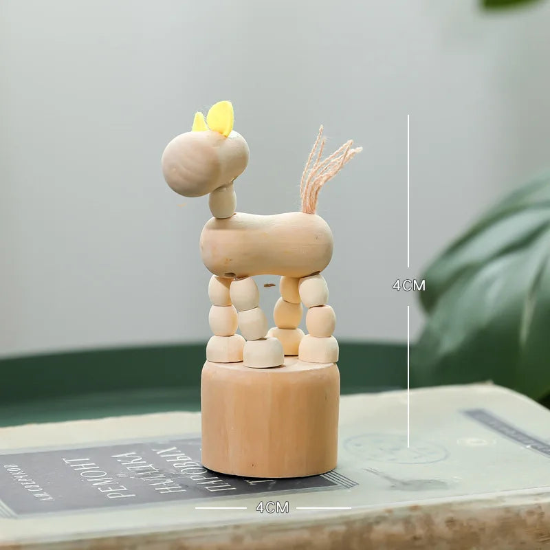 Cartoon Arte de madeira Arte Movável Puppet Desktop Figure Ornamentos palhaçar
