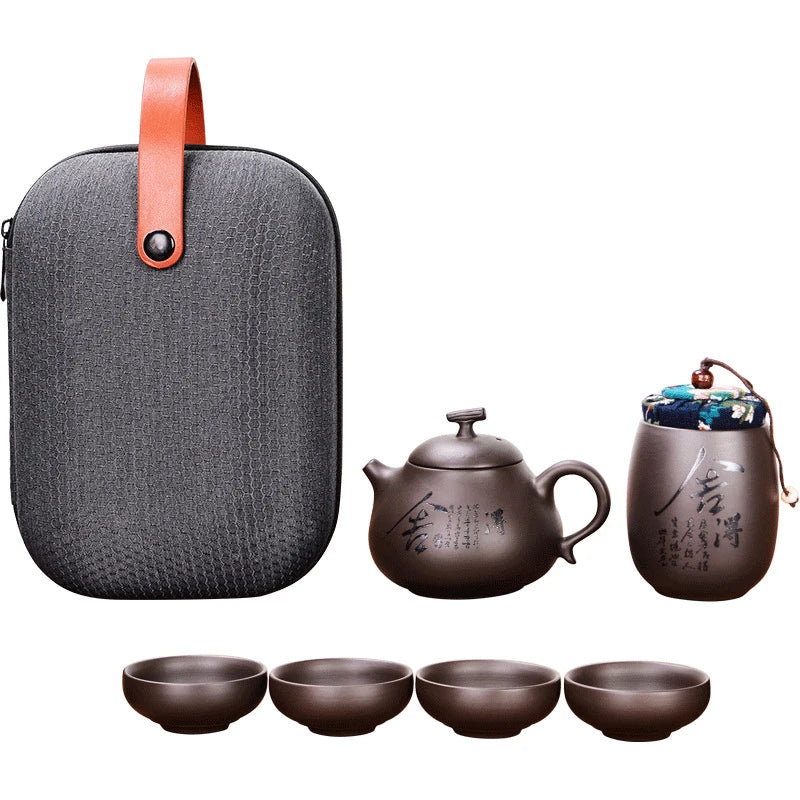 Set da tè per te -teapot Kung Fu, bollitore di teiera bello e facile, teaset portatile in ceramica da viaggio cinese, tazza di caffè vassoio in ceramica Gaiwan