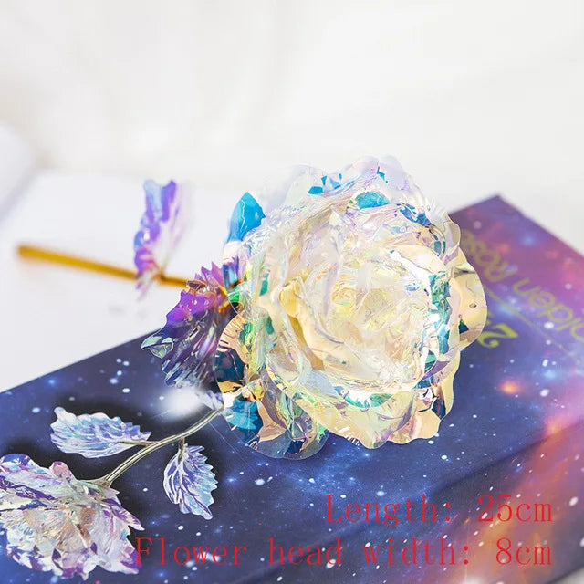 2022 LED Galaxy Rose Rose Eternal 24k Gold Flower con luces de cuerda de hadas en Dome For Christmas Valentine's Day Gift