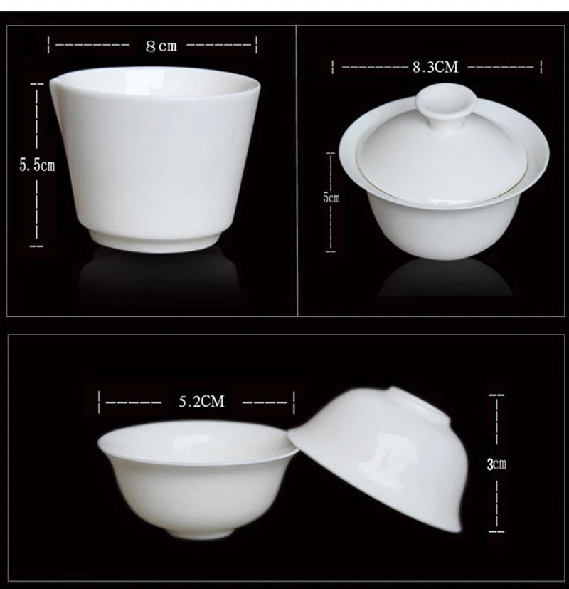 Portable Travel Tea Set,Chinese Ceramic Bone teaset Drinkware Gaiwan Teacup Porcelain Tea Cup The KungFu Outdoor Teapot Set