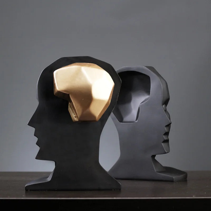창조적 인 두뇌 구멍 넓은 개방 동상 조각 수지 장식 공예 선물 선물 인형 데스크탑 홈 장식 액세서리 현대