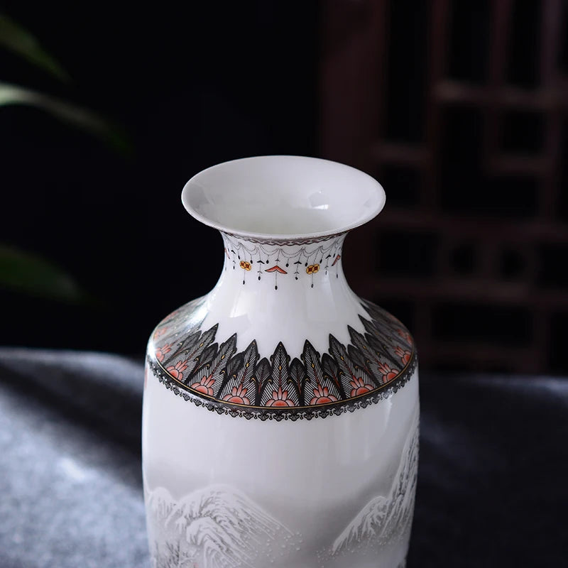 Antik jingdezhen keramik vas vas vas vas aksesoris kerajinan salju pot bunga tradisional vas porselen gaya Cina tradisional