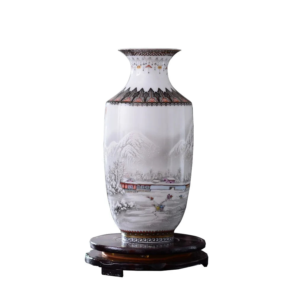 Antik jingdezhen keramisk vase vintage vase desk tilbehør håndværk sne blomsterpotte traditionel kinesisk stil porcelæn vase