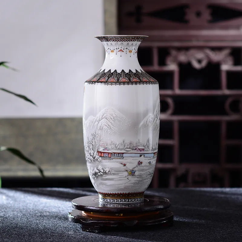 Antik jingdezhen keramisk vase vintage vase desk tilbehør håndværk sne blomsterpotte traditionel kinesisk stil porcelæn vase