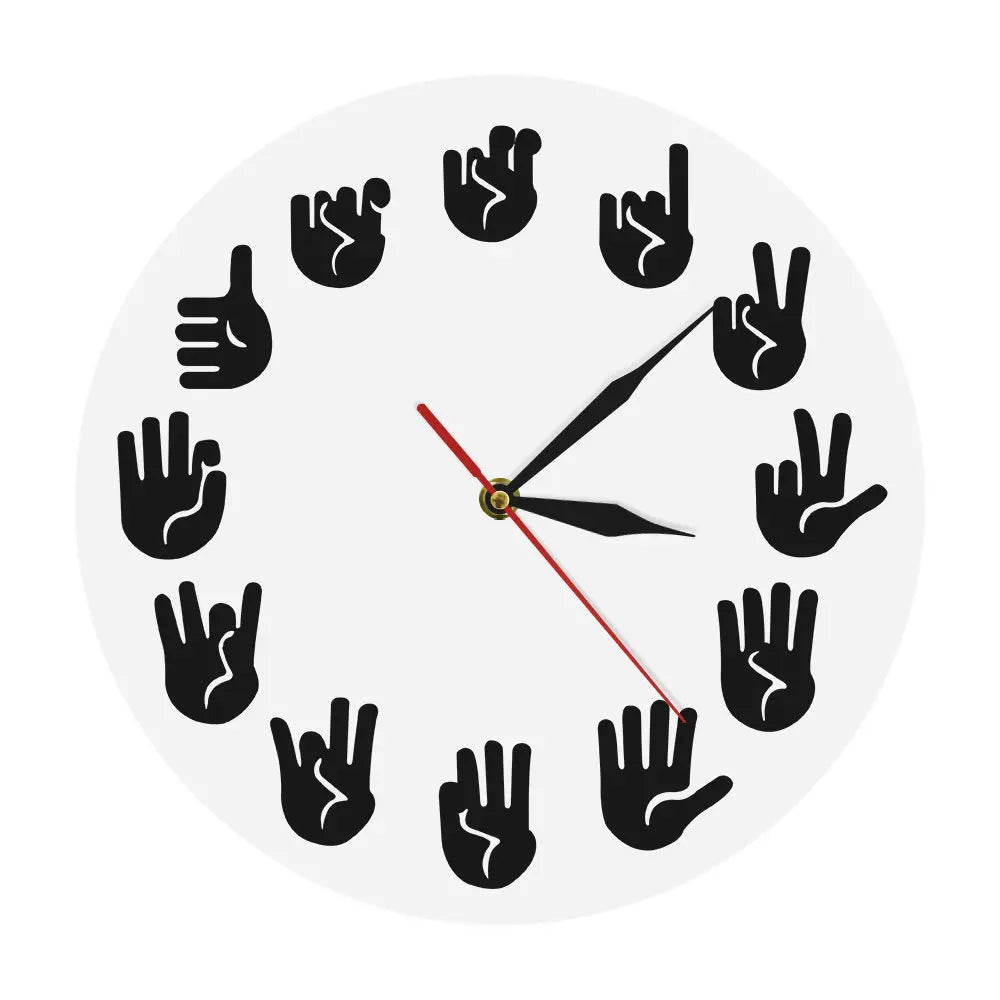 Amerikanische Gebärdensprache Wanduhr ASL Geste moderne Uhr Uhrenäquivalente der Stunden, die ausschließlich für den Gehörlosen gemacht wurden
