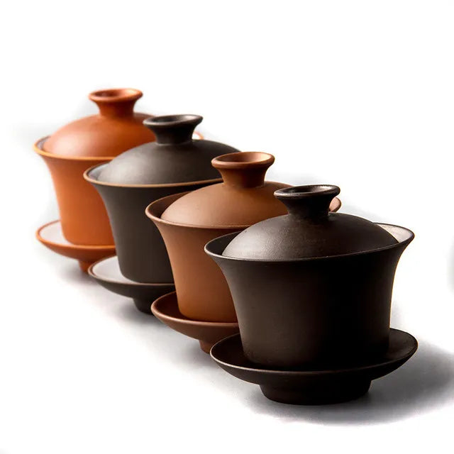 Purple Clay Teaset kiinalainen perinteinen gaiwan -teekupit Tureen 120ml kannen kansi lautaset zisha teepanimo tee kuppi pudotuslaiva