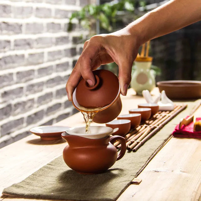 Purple Clay Teaset Chinese Traditional Gaiwan Tea Cups Tureen 120ml Lid Bowl Saucer Zisha Tea Brew Tea Cup Drop Shipping