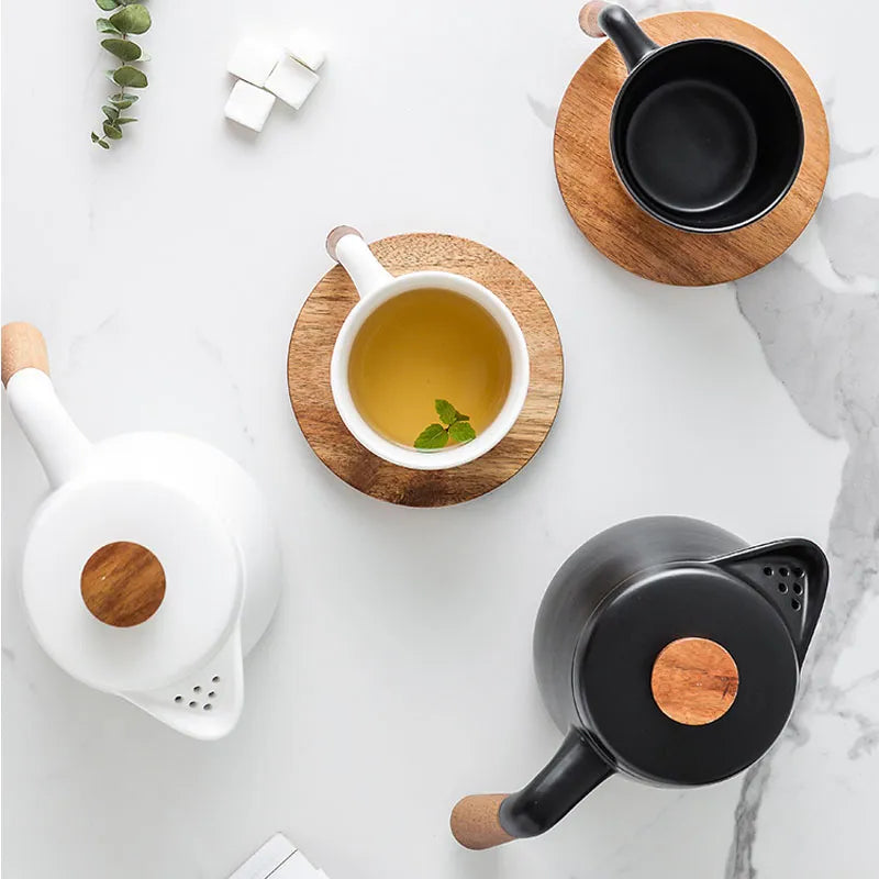 Teh gaya Jepun set kayu pemegang teh seramik periuk menebal kaca borosilat tinggi kaca tahan panas teh tahan teh