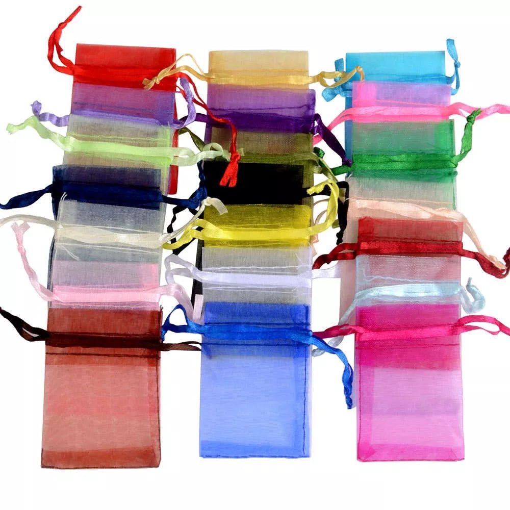 50/100pcs/lot organza sacchetto regalo per gioielli 24 colori per le borse per le caramelle di Natale sacchetti regalo per le caramelle di natale