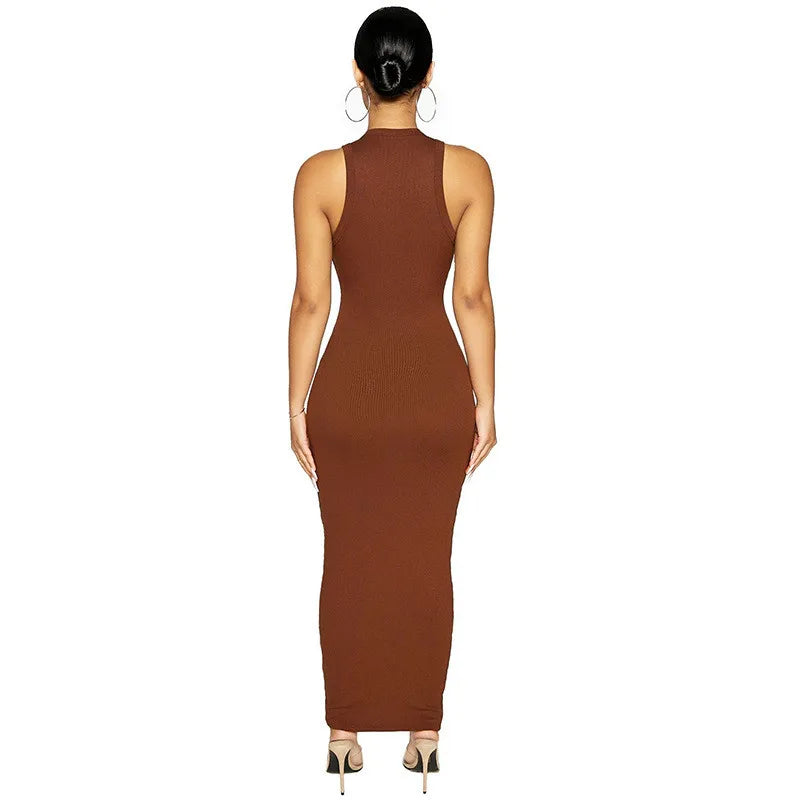 CNYISHE Ribbed Knitted Autumn Black Maxi Dress Women 2021 Sexy Party Bodycon Long Dress Round Neck Tight Dresses Robes Sundress