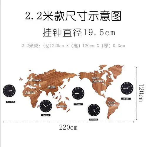 Large Wall Clock World Map Nordic Wooden Clocks Wall Home Decor Creative Silent Watches Luxury Living Room Decoration Gift