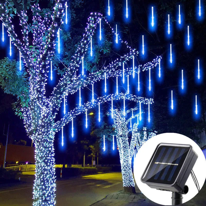 Solar Led Meteor Shower Light Holiday String Light Waterproof Fairy Garden Decor Led Street Garland Hiasan Krismas