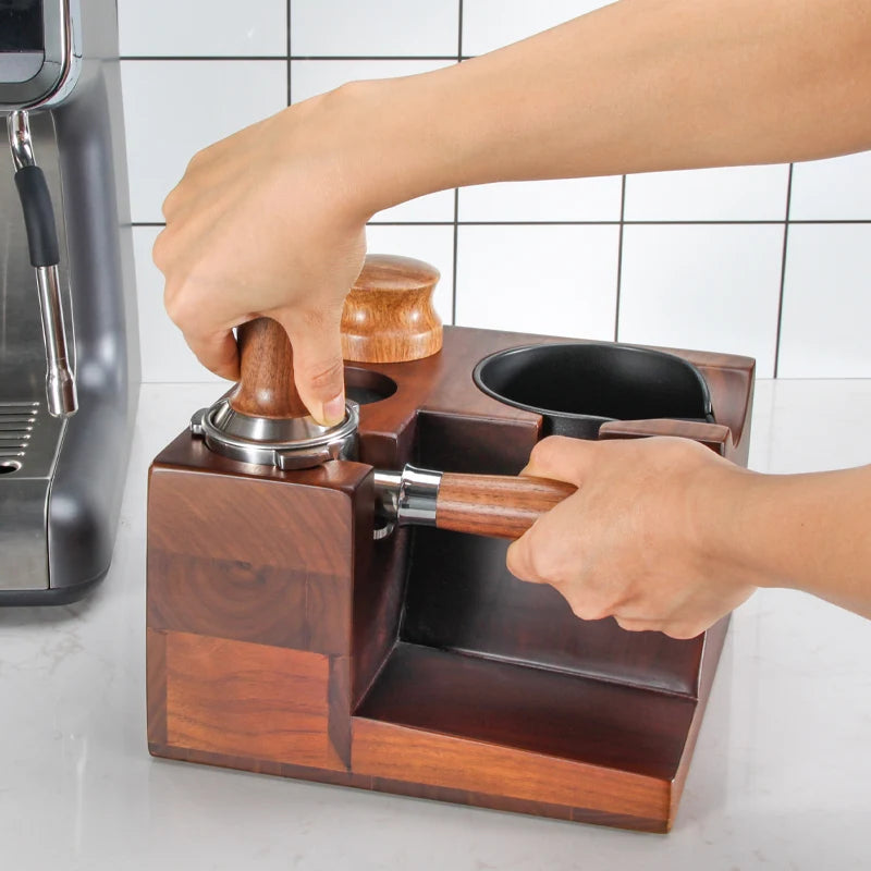 51mm/53mm Walnut Wood Coffee Filter Holder Espresso Distributor Tamper Mat Stand Coffee Maker Coffee Accessories Barista Gift