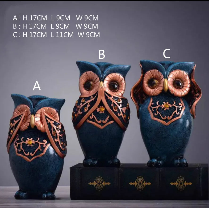 Owl Family Figurines Piękny tancerz Ornament Dekorowanie domu Kreatywne zwierzęta rzemiosło dekoracje domowe akcesoria ślubne dla kochanków