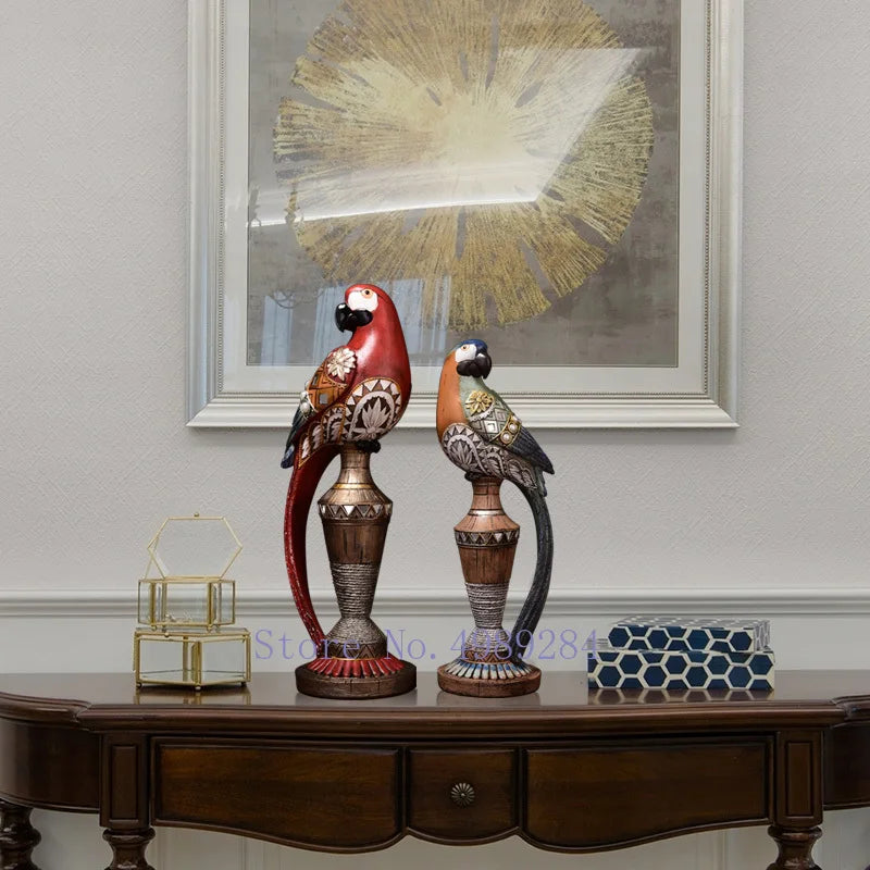 Nordiskt kreativt harts guld simulerade djur giraff papegoja moderna hemhantverk ornament dekoration skulptur miniatyr figurer